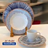 Aparelho de Jantar Tramontina Abstratta 20 Peças Cor Branco Liso