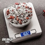 Balança Digital Para Cozinha Em Aço Inox Retangular 10 kg Moderna Display Iluminado Bateria Inclusa – MOMENT
