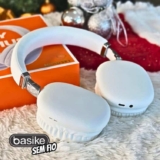 Basike Fones de Ouvido Sem Fio, Headphone Bluetooth on-ear com Microfone, ANC Cancelamento do Ruído, Até 50 Horas de Música, HQ001B (Branco)