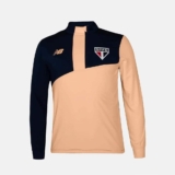 Blusa Manga Longa NB 1/2 Ziper Treino SPFC 2024, Masculino, Marinho/Laranja Fluor, GG