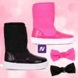 Bota Bebê Tininha Confort Baby Corações com Laço de Cabelo Menina