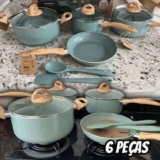 Brinox – Jogo de Panelas 6 Peças com Fundo de Indução Ceramic Life Botanika – Verde