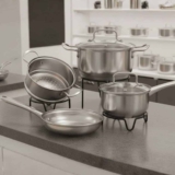 Brinox – Jogo de Panelas Aço Inoxidável Fundo Triplo 4 Peças Jasmin com Indução – Inox