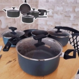 Brinox – Jogo de Panelas Antiaderente Ceramic Life 5 Peças Preserve – Cinza