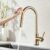 Brushed Gold Stainless Steel Kitchen Sink Touch Faucet