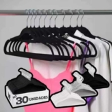 Cabides De Veludo Adulto Fino Antideslizante Roupas 30 Peças Cor Cinza