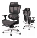 Cadeira De Escritório Ergonômica Giratoria Bt07 Malha Respirável Cor Preto Com Suporte Lombar Adaptável Apoio Para Pés Retrátil Encosto Ajustável Posições Suporta 200kg