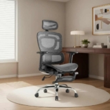 Cadeira De Escritório Ergonômica Mônaco Bt07 Luvinco Malha Respirável Com Suporte Lombar Adaptável Apoio Para Pés Retrátil Encosto Ajustável Seis Posições Cor Preta Suporta 200kg