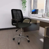 Cadeira De Escritório Giratória Em Tecido – Preto