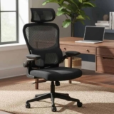 Cadeira De Escritório Presidente Ergonomica Lombar Regulavel Preto Estofado Premium