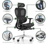 Cadeira Escritório Ergonômica Executiva Premium BT03 Luvinco Cor Preto com Apoio de Perna Material do Estofamento Mesh