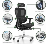 Cadeira Escritório Ergonômica Executiva Premium BT03 Luvinco Cor Preto com Apoio de Perna Material do Estofamento Mesh