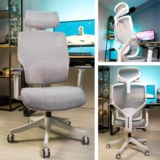 Cadeira Office DT3 Yura, ergonomica em Mesh Vintex-Y™+Tecido DT3 UltraSoft ™, apoio de cabeça 2D, braços 2D, ajuste manual de altura, suporta até 120kg e altura máx. de 1,75m(Grey)