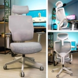 Cadeira Office DT3 Yura, ergonomica em Mesh Vintex-Y™+Tecido DT3 UltraSoft ™, apoio de cabeça 2D, braços 2D, ajuste manual de altura, suporta até 120kg e altura máx. de 1,75m(Grey)