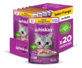 Caixa Alimento Úmido Whiskas Pedaços Frango Ao Molho 85g 20 unidades