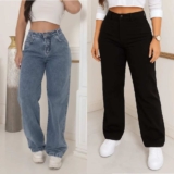 Calça Jeans Wide Leg Feminina Cintura Alta Sem Lycra Stillge
