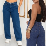Calça Jeans Wide Leg Feminina Cintura Alta Sem Lycra Stillge