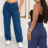 Calça Jeans Wide Leg Feminina Cintura Alta Sem Lycra Stillge