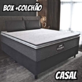 Cama Box Casal Colchão Molas Ensacadas Pillow Top Maximus 138x188x67cm cinza e preto Gazin suporta até 120Kg por pessoa