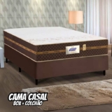 Cama Box Casal Colchão Molas Flora Marrom/Branco 138x188x60cm