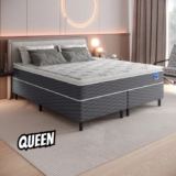 Cama Box Queen Cinza E Colchão Queen Molas Ensacadas Individualmente Bertha 158x198x64 Umaflex