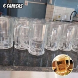 Caneca De Chopp 340ml Vidro Resistente Conjunto 6 Unidades