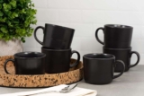 Caneca de linha dupla de 9,5 cm/340 g, conjunto de 6, preto fosco