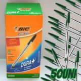 Caneta BIC Verde Cristal Dura Mais – Ponta Esferográfica Média de 1.0mm. Escrita Macia e Cor Intensa – Pacote com 50 unidades