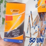 Caneta Esferográfica Azul de Ponta Fina Bic Cristal Precisão – Ponta Ultra Fina de 0.8mm. Escrita Macia e Cor Intensa