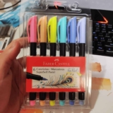 Caneta Ponta Pincel, Faber-Castell, Supersoft Brush, 6 Cores Pastel