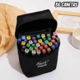Canetinha Marcadores Profissional 36 Cores Permanente Grossa Fina Touch