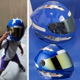 CAPACETE FECHADO PRO TORK LIBERTY FOR KIDS SOLID AZUL TAM. 54 VIS. DOURADA