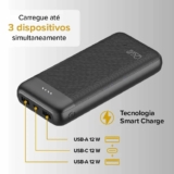 Carregador Portátil Power Bank i2GO 20.000 mah 12W Smart Charge Preto