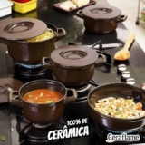 Ceraflame Conjunto de Panelas Smart Duo 5 Peças, Tampa Cerâmica, Chocolate