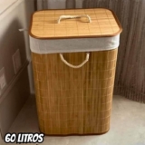Cesto De Roupa Suja De Bambu Dobrável Com Alças Malular 60l Bege Bambu