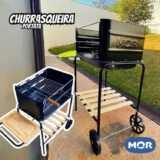 Churrasqueira Mor Califórnia 3011 com Grelha, Tábua, Espetos e Rodas para Transporte