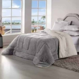 Coberdrom Solteiro Sherpa Pele D Carneiro Dupla Face Inverno Cor Bege