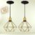 Combo Kit com 2 Pendentes Diamante Aramado Pequeno Dourado Metal 21Cm Luminária Lustre Sala