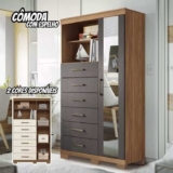 Cômoda 6 Gavetas 1 Porta 2 Nichos E Espelho Marabá