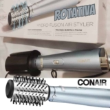 Conair, Escova Rotativa, Secadora, Modeladora e Alisadora, 550W, Hot Air Hydro-Fusion, 220V – Azul Claro
