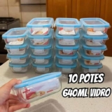 Conjunto 10 Potes 640ml Vidro Hermético 4 Travas Marmita Aura Do Brasil