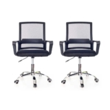 Conjunto 2 Cadeiras de Escritório com Base Cromada Prizi Dali – Preta