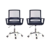 Conjunto 2 Cadeiras de Escritório com Base Cromada Prizi Dali – Preta