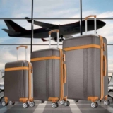 Conjunto 3 mala de viagem Rígida 4 rodas 360 marrom Bruges Swiss Move