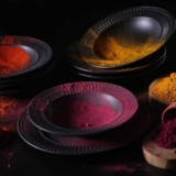 Conjunto C/ 6 Pratos Fundo Gabbro Preto Matte Ø 20,9cm