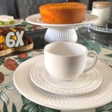 Conjunto C/ 6 Xícaras De Chá C/ 6 Pires Atenas Branco 161 ml