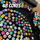 Conjunto Canetas Marcador Canetinha Ponta Dupla 48 Cores Kit