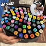 Conjunto Canetas Marcador Canetinha Ponta Dupla 80 Cores Kit