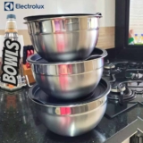 Kit 3 Bowls Tigelas em Inox com Tampa Plástica Electrolux Utensílios Domésticos de Cozinha