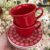 Conjunto com 6 Xícaras de Cafezinho Oxford Daily Floreal Renda Branco/Vermelho 65Ml